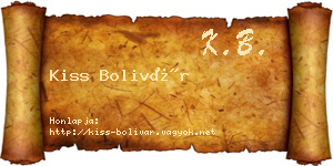 Kiss Bolivár névjegykártya
