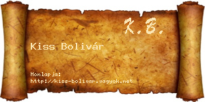 Kiss Bolivár névjegykártya